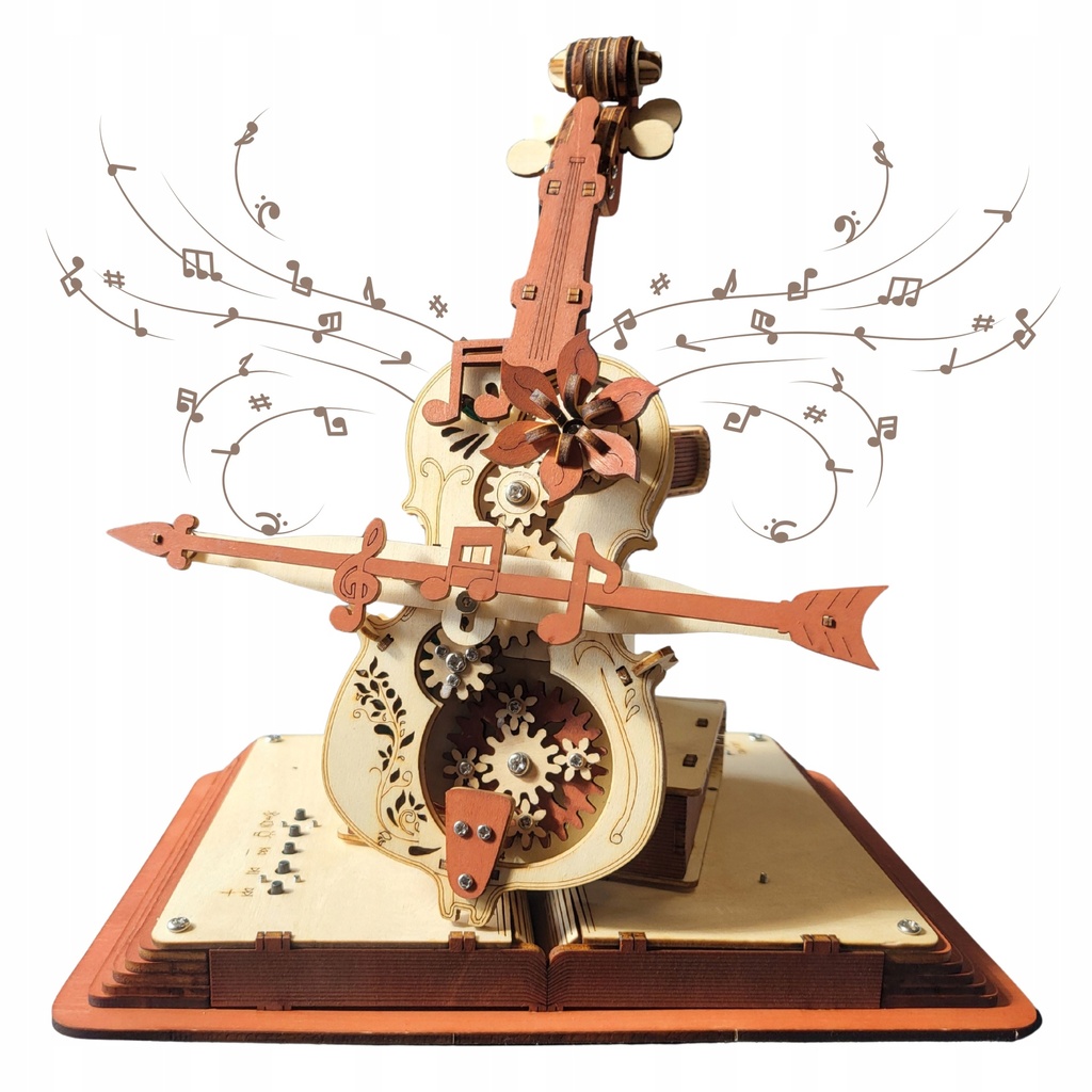 [5906893919212] Drewniane puzzle 3D wiolonczela z Bluetooth RegMag – 107 elementów