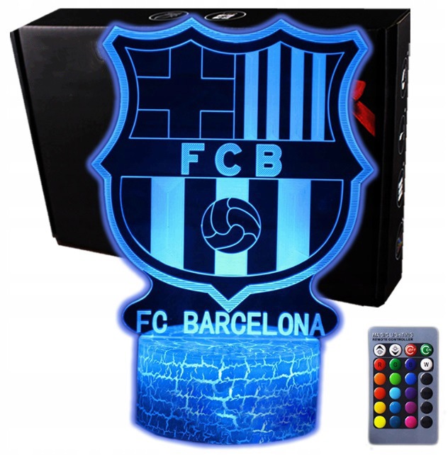 [5906893901026] Lampka nocna 3D LED herb FC Barcelona, 16 kolorów, pilot RegMag
