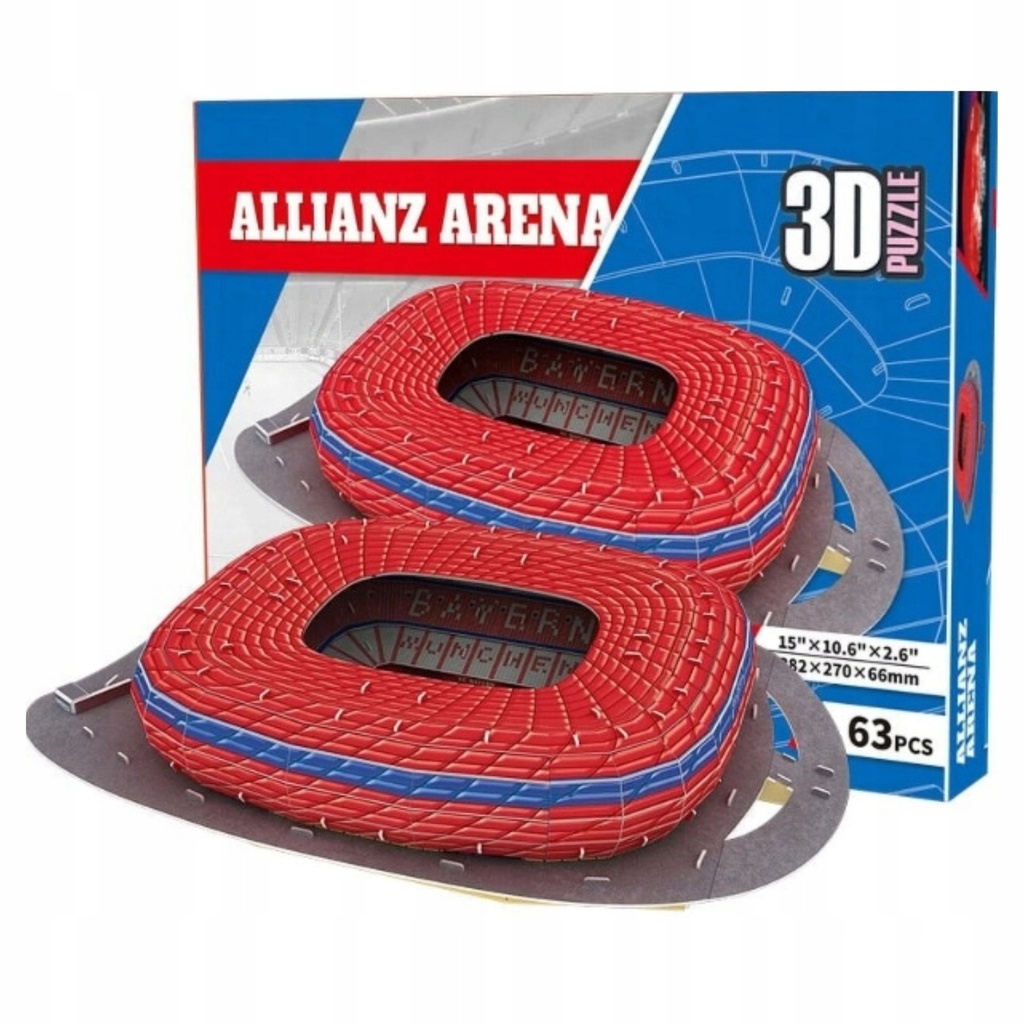 [5906893901071] Puzzle 3D stadion Allianz Arena Bayern Monachium 63 elementy RegMag