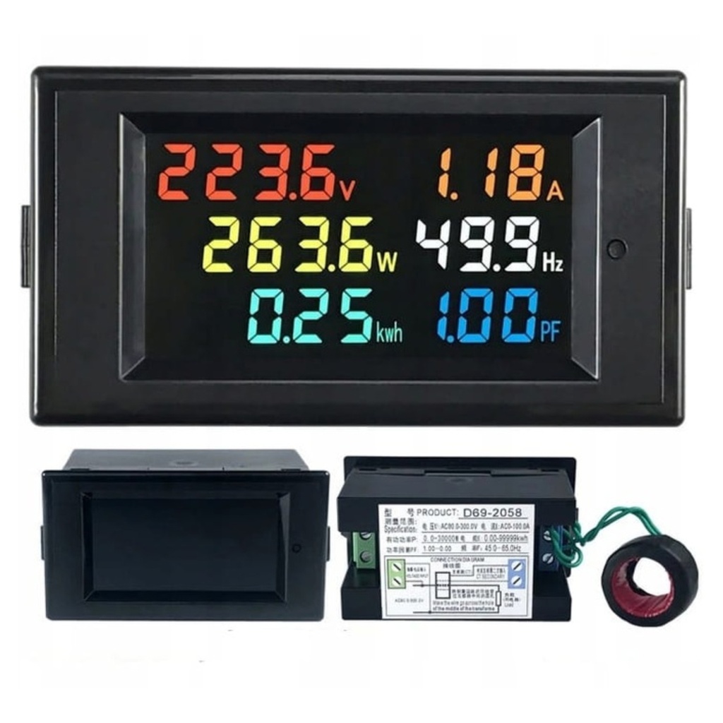 [5903899644155] Cyfrowy miernik 6 w 1 AC z wyświetlaczem LCD 100 A