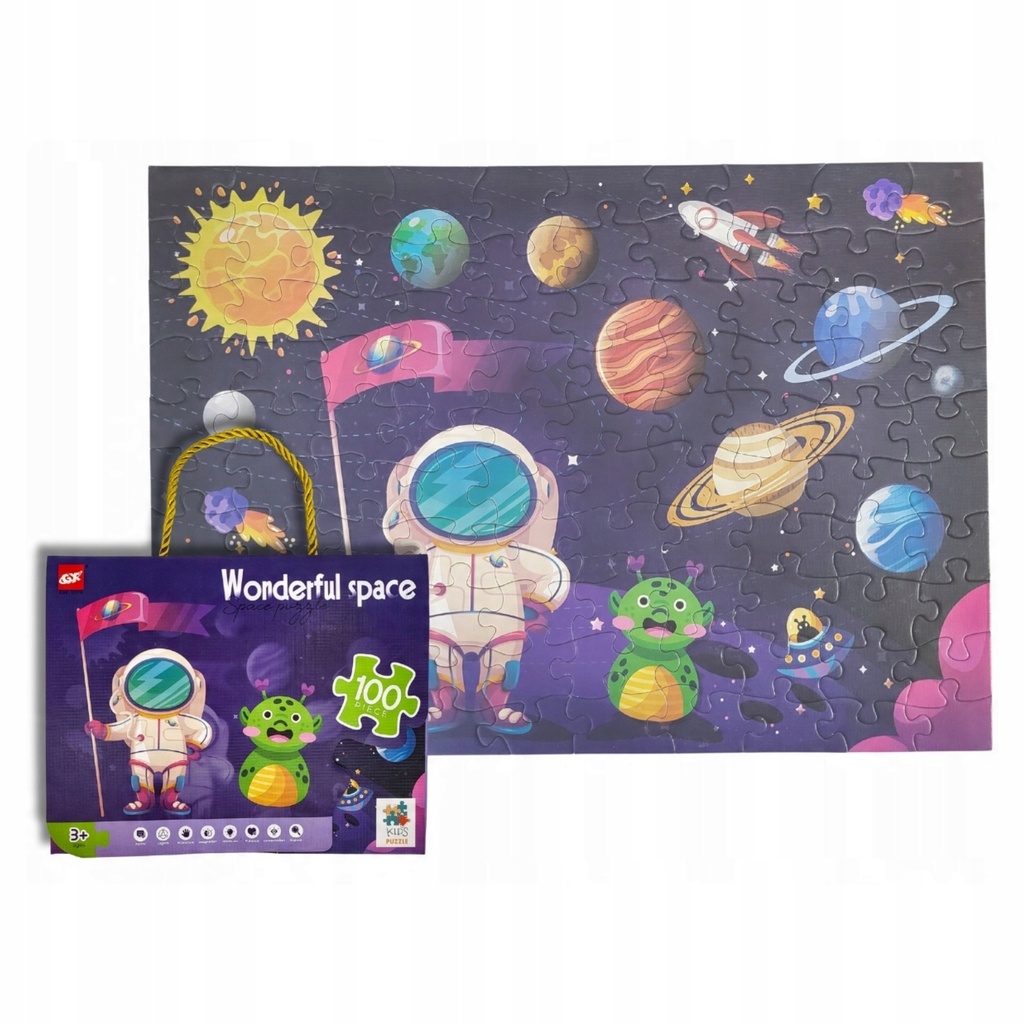 [5903899648009] Puzzle dla dzieci Kosmos 100 elementów RegMag w pudełku z uchwytem