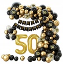 Girlanda balonowa na 50. urodziny, złota, 88 elementów