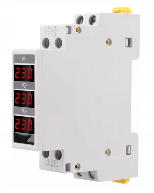 [5903899648924] Cyfrowy woltomierz 3-fazowy DIN Regmag BV-3R 80–500 V AC