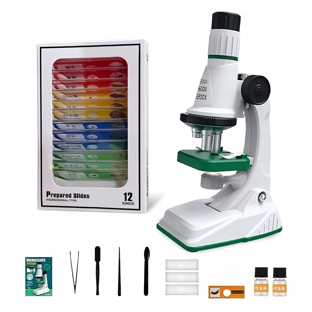 [5906893902207] Mikroskop edukacyjny RegMag LED z 12 próbkami 1200x