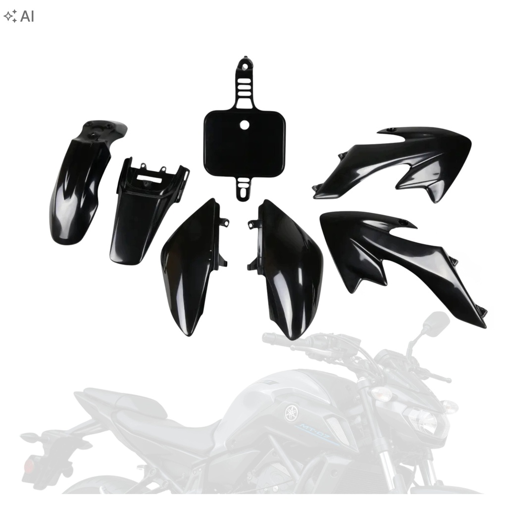 [5906893919809] Zestaw 7 czarnych owiewek do motocykla RegMag