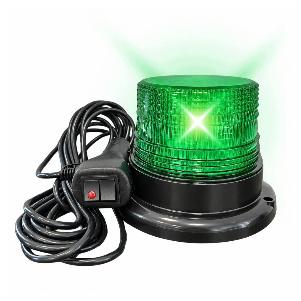 [5906893920614] Zielona lampa ostrzegawcza LED RegMag 20 W, 7 trybów