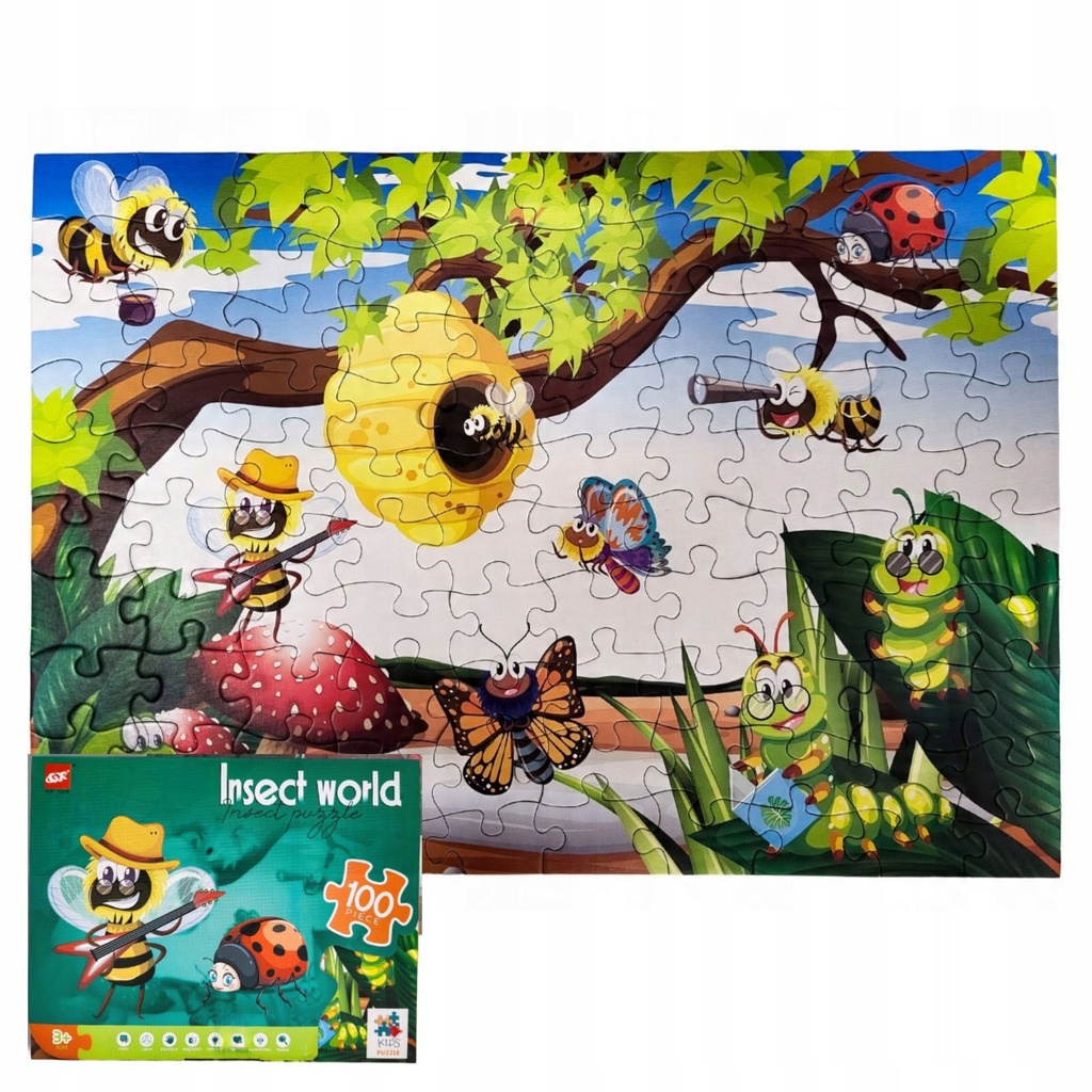[5903899648016] Puzzle dla dzieci Robaczki 100 elementów RegMag w pudełku z uchwytem