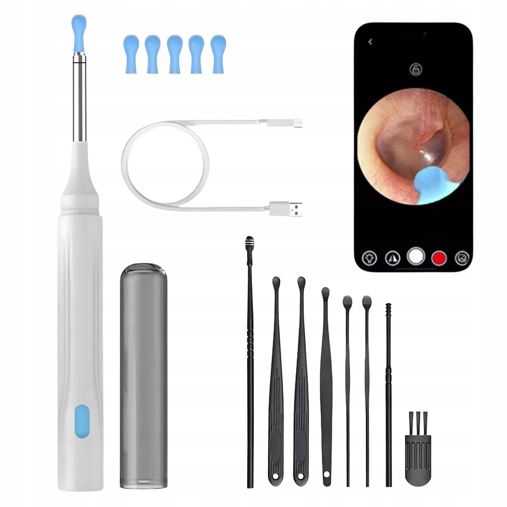[5906893915870] Otoskop do czyszczenia uszu z kamerą 8 MP RegMag