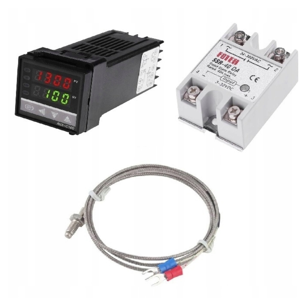 [5903899649587] Zestaw regulator REX-C100 SSR, przekaźnik 40DA i termopara K RegMag
