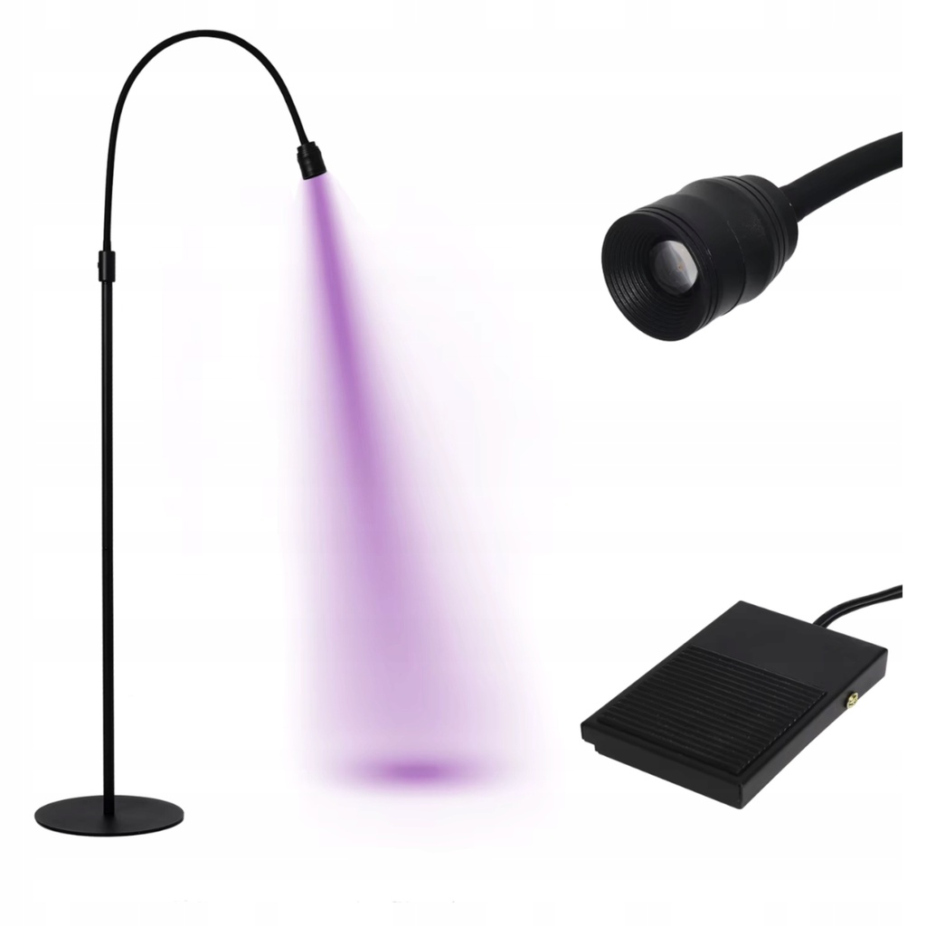 [5906893901743] Podłogowa lampa LED UV do stylizacji rzęs RegMag 5 W z pedałem