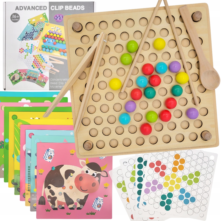 [5903899645923] Drewniana mozaika z kulkami RegMag ZI-07 – sorter Montessori, 77 kulek