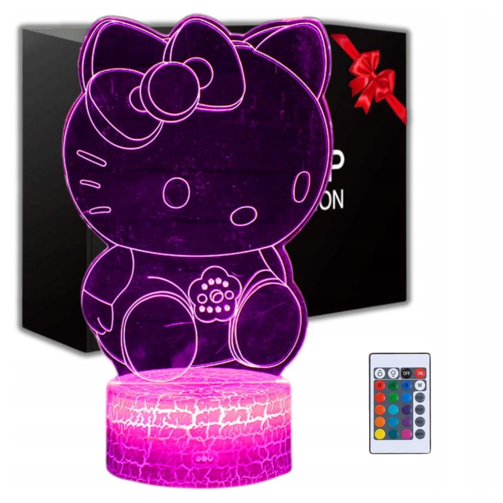 [5906893901194] Lampka nocna 3D LED Hello Kitty z pilotem, 7 kolorów RegMag