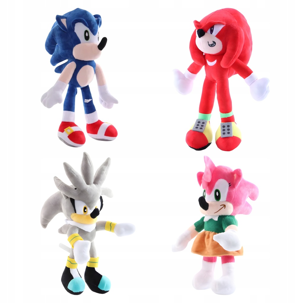 [5906893901224] Zestaw 4 maskotek Sonic – pluszaki i poduszki dla dzieci RegMag