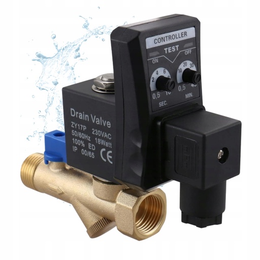 Elektrozawór spustowy kondensatu z timerem G1/2 DN15 RegMag EL-05