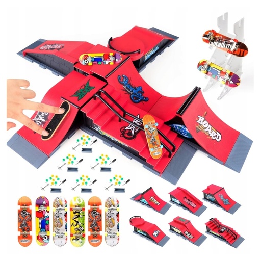 Zestaw fingerboard RegMag – 6 deskorolek i 6 łączonych ramp