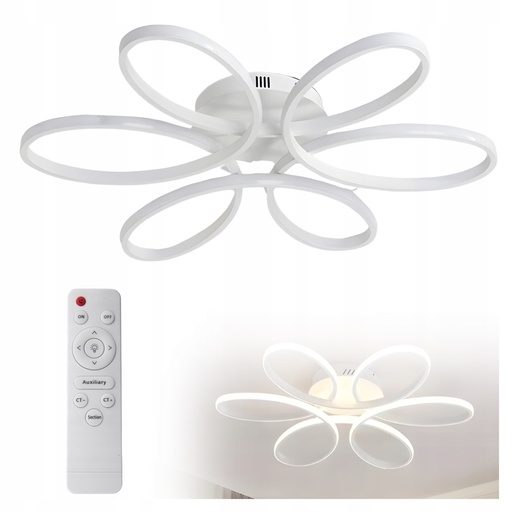 Lampa sufitowa LED plafon kwiat 6 obręczy 60 cm 56 W RegMag