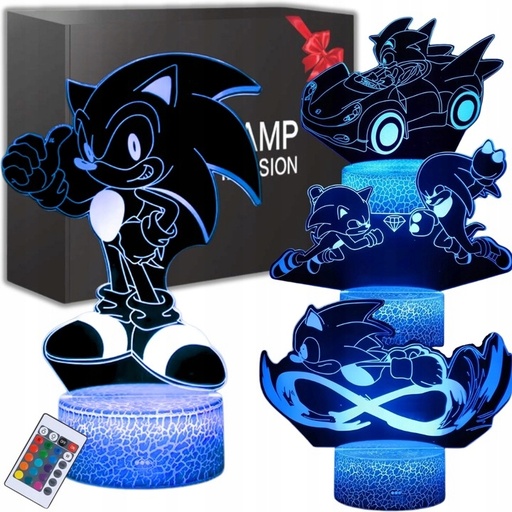 Lampka nocna 3D LED Sonic z 4 hologramami i pilotem RegMag