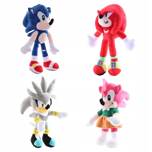 Zestaw 4 maskotek Sonic – pluszaki i poduszki dla dzieci RegMag